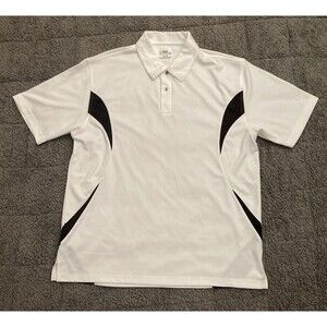 PGA Tour Golf Polo shirt Mens XL 2 Button White Black Activewear Comfort